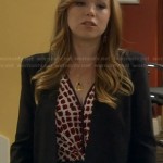 Kristin’s mixed print dress and black cropped blazer on Last Man Standing