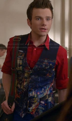 Kurt's city print vest on Glee