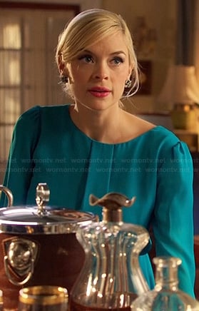 Lemon’s turquoise blue pleat front dress on Hart of Dixie