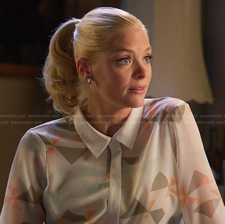 Lemon's white geometric print blouse on Hart of Dixie