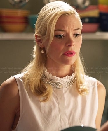 Lemon's white ruffled neck top on Hart of Dixie