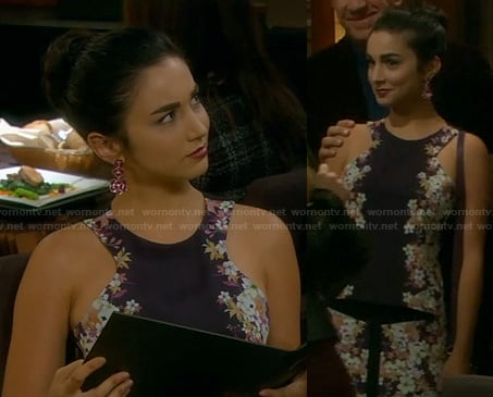 Mandy’s black floral dress on Last Man Standing