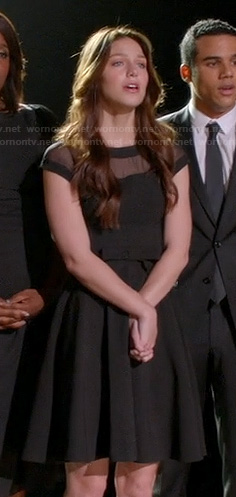 Marley’s black bow front illusion dress on Glee