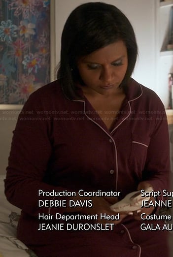 Mindy's burgundy PJs on The Mindy Project