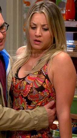 Penny’s black and orange printed cami on The Big Bang Theory