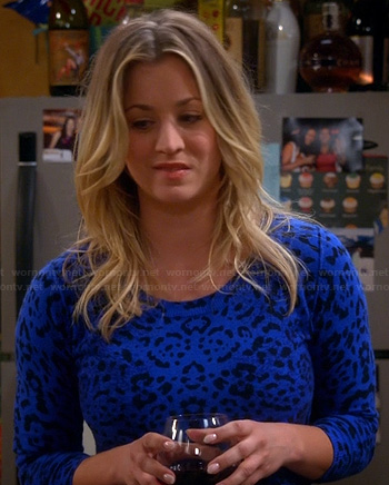 Penny’s blue leopard spot sweater on The Big Bang Theory