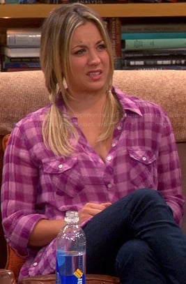 Penny’s purple gingham check shirt on The Big Bang Theory