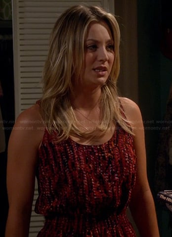 Penny’s red printed dress on The Big BangTheory