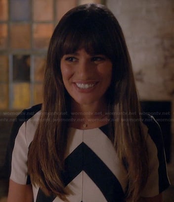 Rachel's black and white chevron stripe top on Glee