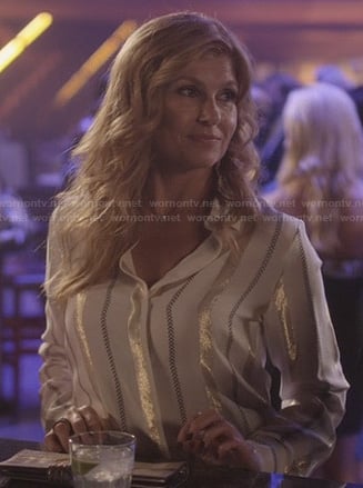 Rayna’s white shirt with metallic stripes on Nashville