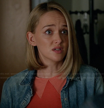 Robyn’s orange faux collar top on The Good Wife