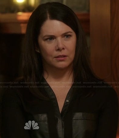 Sarah’s black blouse with leather pockets on Parenthood