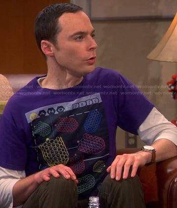 Sheldon’s purple “Nano Tubes” tshirt on The Big Bang Theory