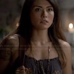 Sophie’s blue embroidered top on The Originals