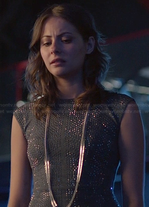 Thea’s grey rhinestone studded dress on Arrow
