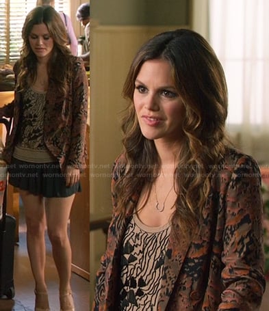 Rachel Bilsons beaded top and leather skirt on Hart of Dixie