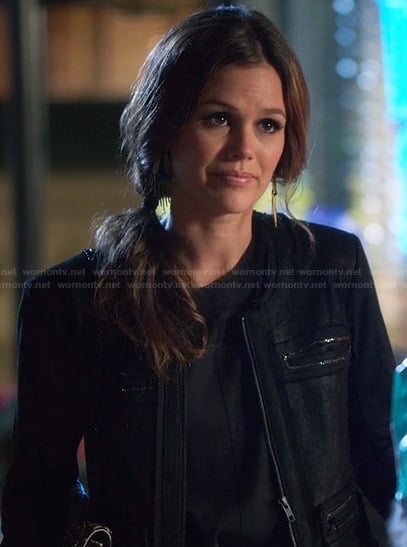 Zoe's black leather jacket with rhinestones on Hart of Dixie