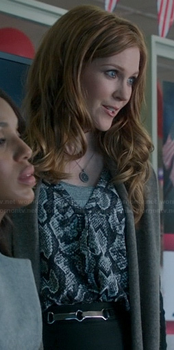Abby’s grey snake print blouse on Scandal
