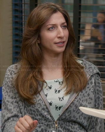 Gina’s dog print top and grey leopard print hoodie on Brooklyn Nine Nine