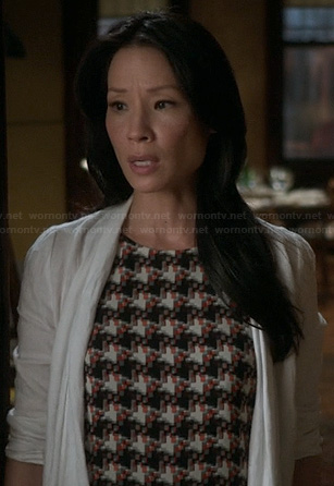 Joan’s patterned top on Elementary
