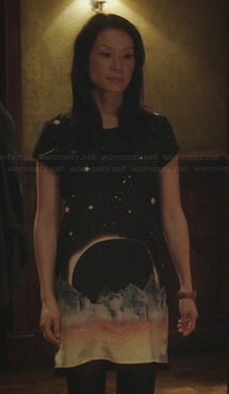 Joan’s galaxy print dress on Elementary