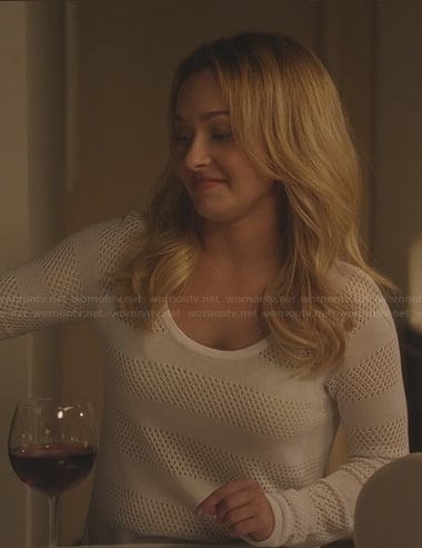 Juliette’s white mesh stripe sweater on Nashville