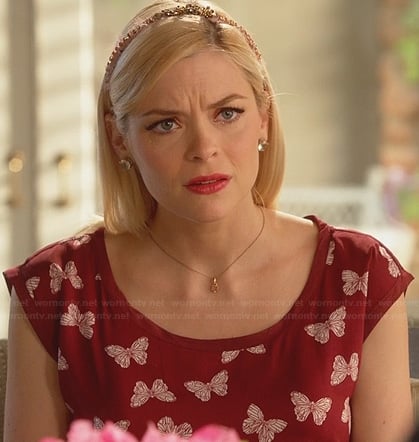 Lemon’s burgundy butterfly print dress on Hart of Dixie
