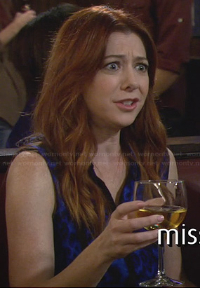 Lily’s blue sleeveless leopard print top on How I Met Your Mother