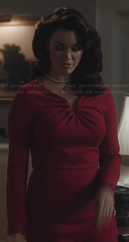 Mellie’s red long sleeved dress on Scandal