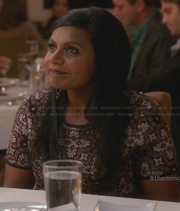 Mindy’s brown floral dress on The Mindy Project