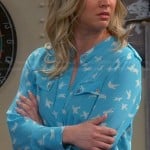Penny’s blue bird print shirt on The Big Bang Theory