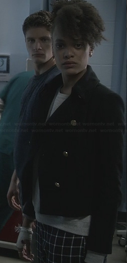 Remy’s black jacket with gold buttons on Ravenswood