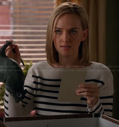 Robyn’s black and white striped sweater on The Good Wife