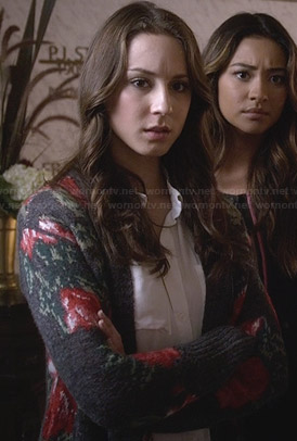 Spencer's grey rose cardigan on PLL