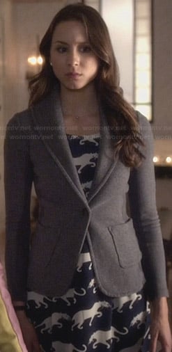 Spencer's blue panther print dress and grey blazer on PLL