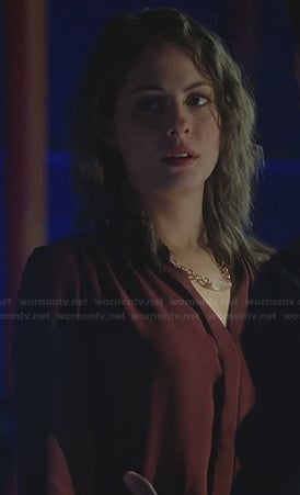 Thea’s burgundy dress on Arrow
