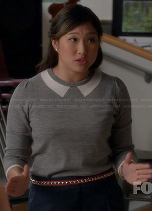 Tina’s grey sweater with white collar on Glee
