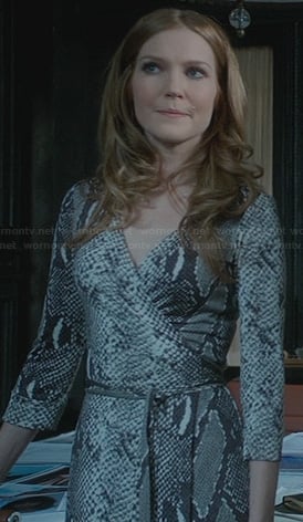 Abby’s snake print wrap dress on Scandal