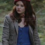 Belle’s brown checked blazer with blue leather collar and red bow beret on Once Upon a Time