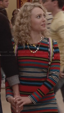Carrie’s striped long sleeve dress on The Carrie Diaries
