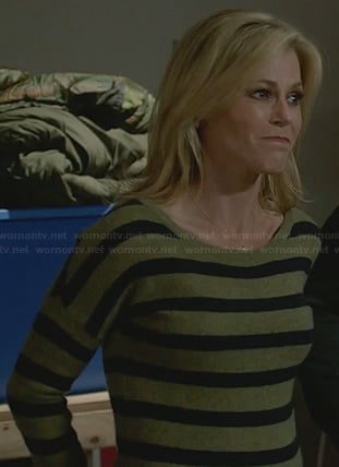 Claire’s green striped sweater on Modern Family