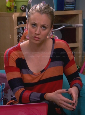 Penny’s mixed stripe top on The Big Bang Theory