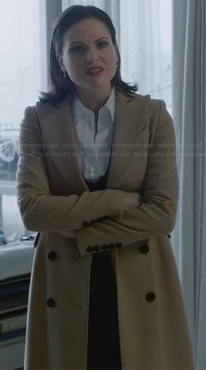 Regina’s long cream coat on Once Upon a Time