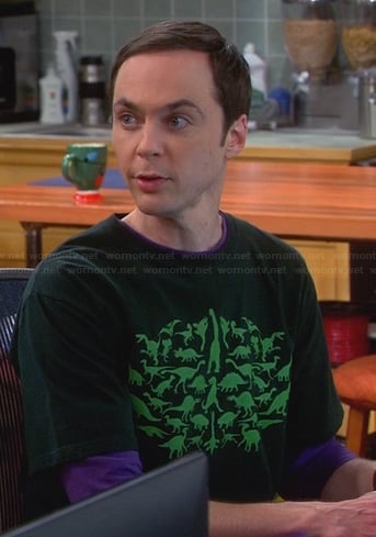 Sheldon’s green dinosaur shirt on The Big Bang Theory