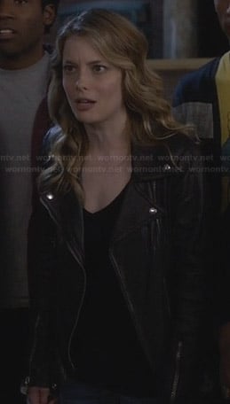 Britta’s black leather moto jacket on Community