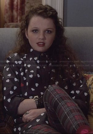 Dorrit’s black heart print shirt on The Carrie Diaries