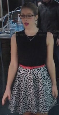 Felicity’s black and leopard print dress on Arrow