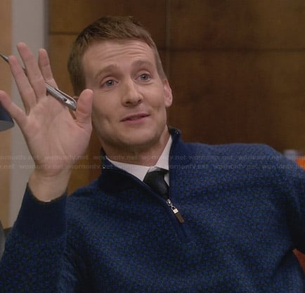 JC’s blue zip sweater on House of Lies