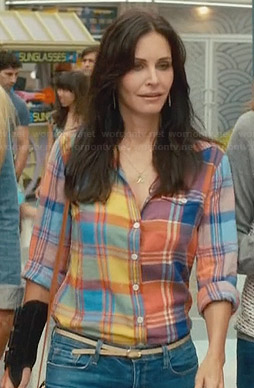 Jules’s orange and blue plaid shirt on Cougar Town