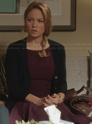 Julia’s black cardigan with gold buttons on Parenthood